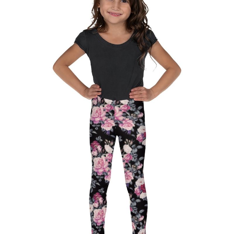 Piger High Stretch Bløde Leggings Blomster Print Bukser Børnetøj