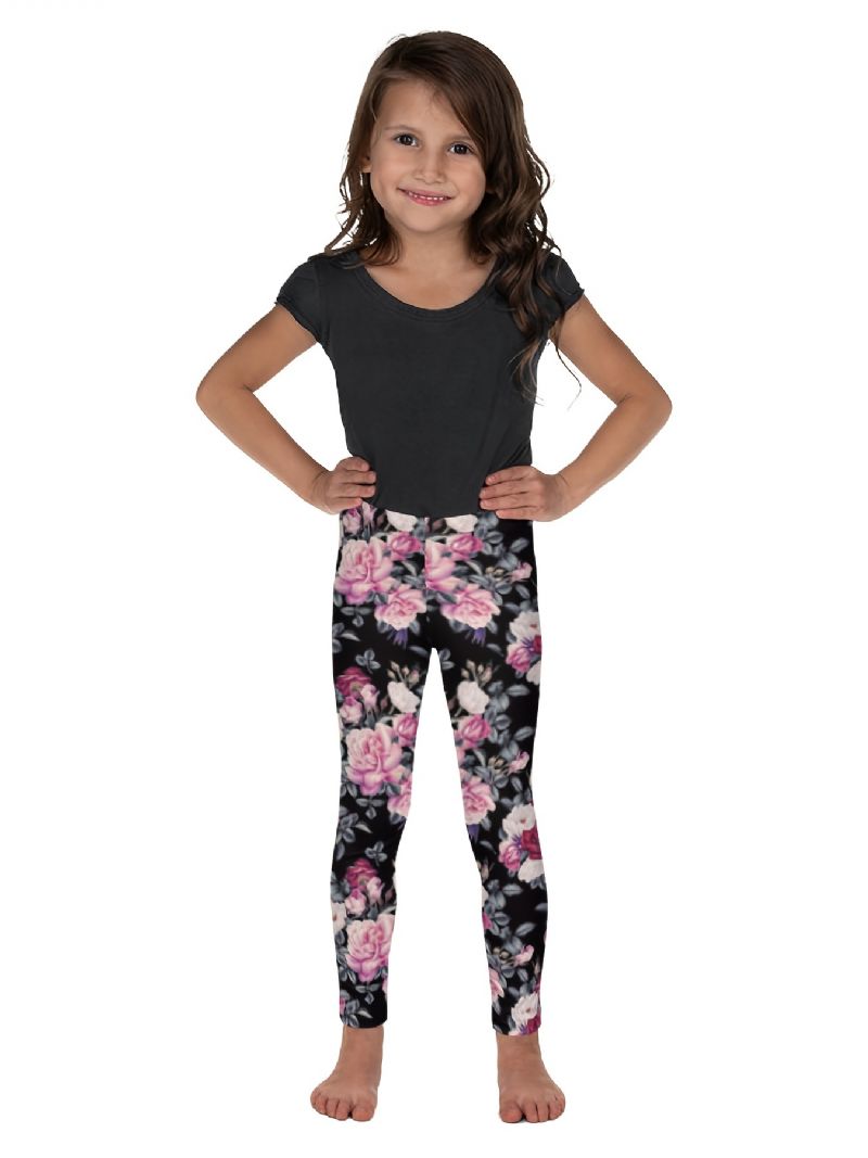 Piger High Stretch Bløde Leggings Blomster Print Bukser Børnetøj