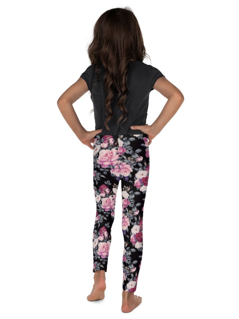 Piger High Stretch Bløde Leggings Blomster Print Bukser Børnetøj