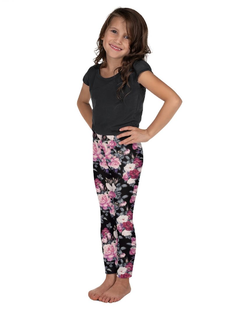 Piger High Stretch Bløde Leggings Blomster Print Bukser Børnetøj