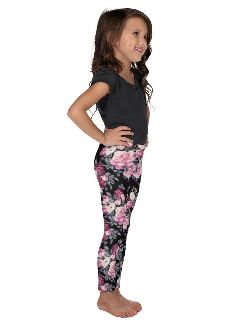 Piger High Stretch Bløde Leggings Blomster Print Bukser Børnetøj