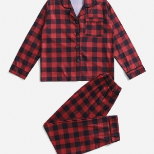 Piger Lounge Wear Homewear Plaid Langærmet Top & Matchende Bukser Sæt Jul