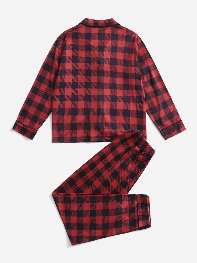 Piger Lounge Wear Homewear Plaid Langærmet Top & Matchende Bukser Sæt Jul