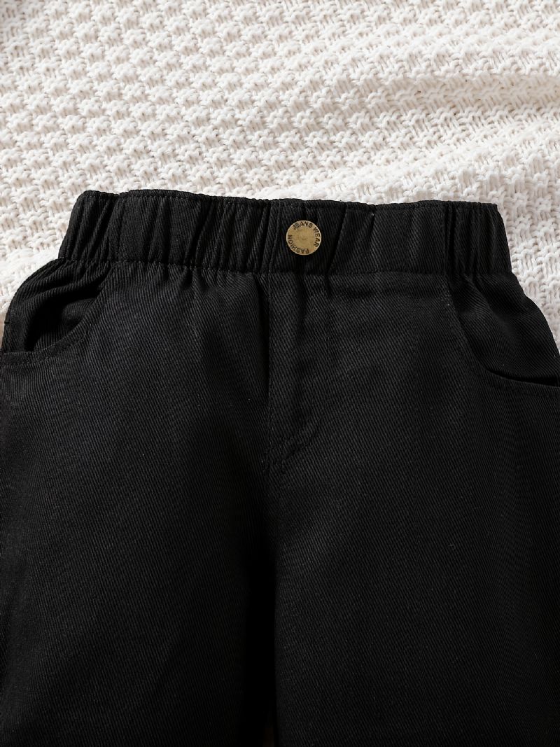 Piger Solide Denimbukser Med Elastisk Linning Børnetøj