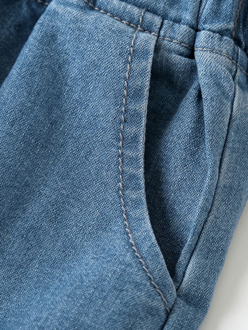 Piger Vintage Søde Afslappede Denim Hagesmækbukser Til Dagligdagen Royal Blue