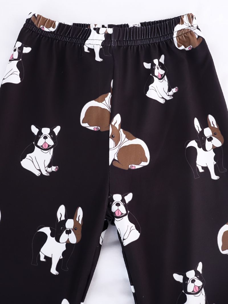 Pyjamas Til Børn Sød Tegneserie Hundeprint Med Rund Hals Og Kortærmet Top Og Bukser Sæt Til Drenge Piger