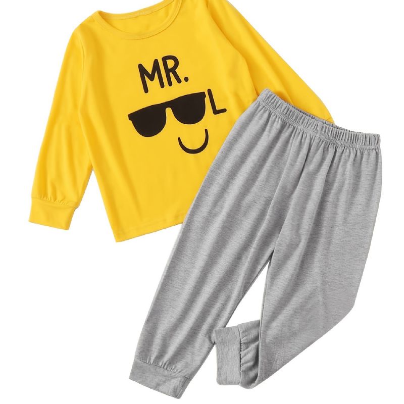Pyjamassæt Til Drenge Langærmet Top Og Matchende Buksesæt