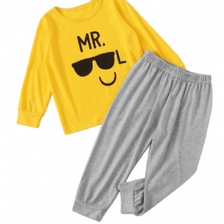 Pyjamassæt Til Drenge Langærmet Top Og Matchende Buksesæt
