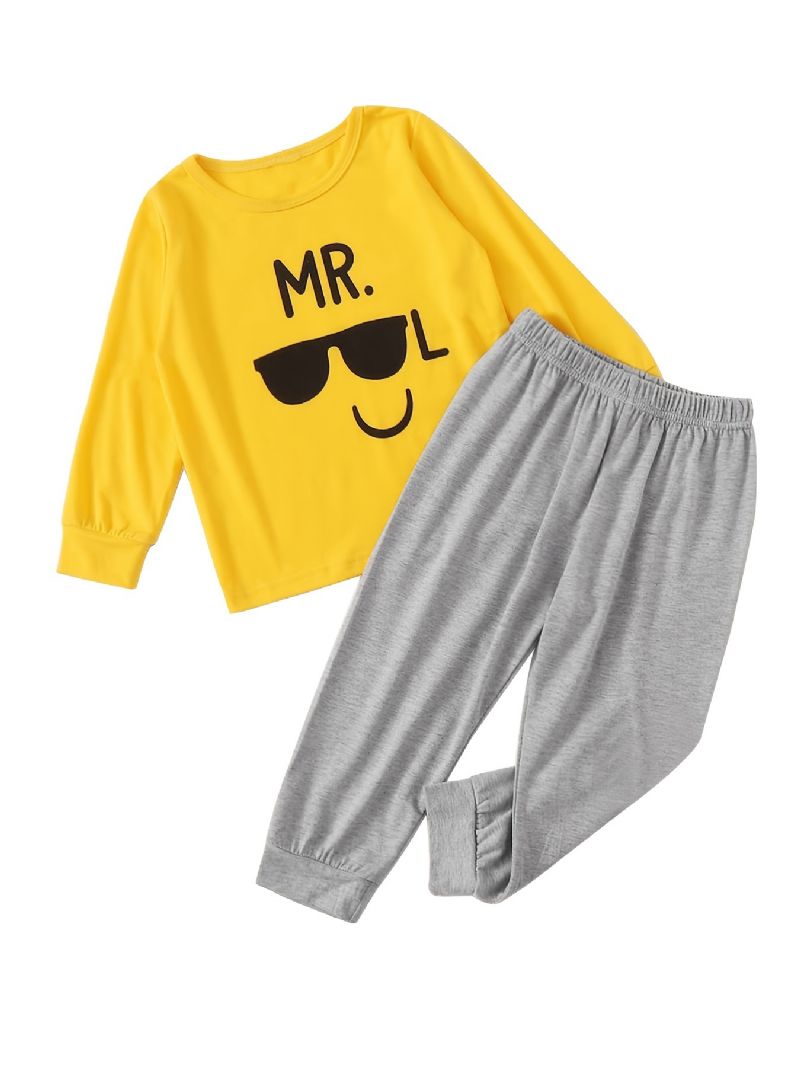 Pyjamassæt Til Drenge Langærmet Top Og Matchende Buksesæt