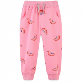 Regnbueprint Bomuld Elastisk Talje Joggingbukser Til Baby Piger Drenge Småbørn