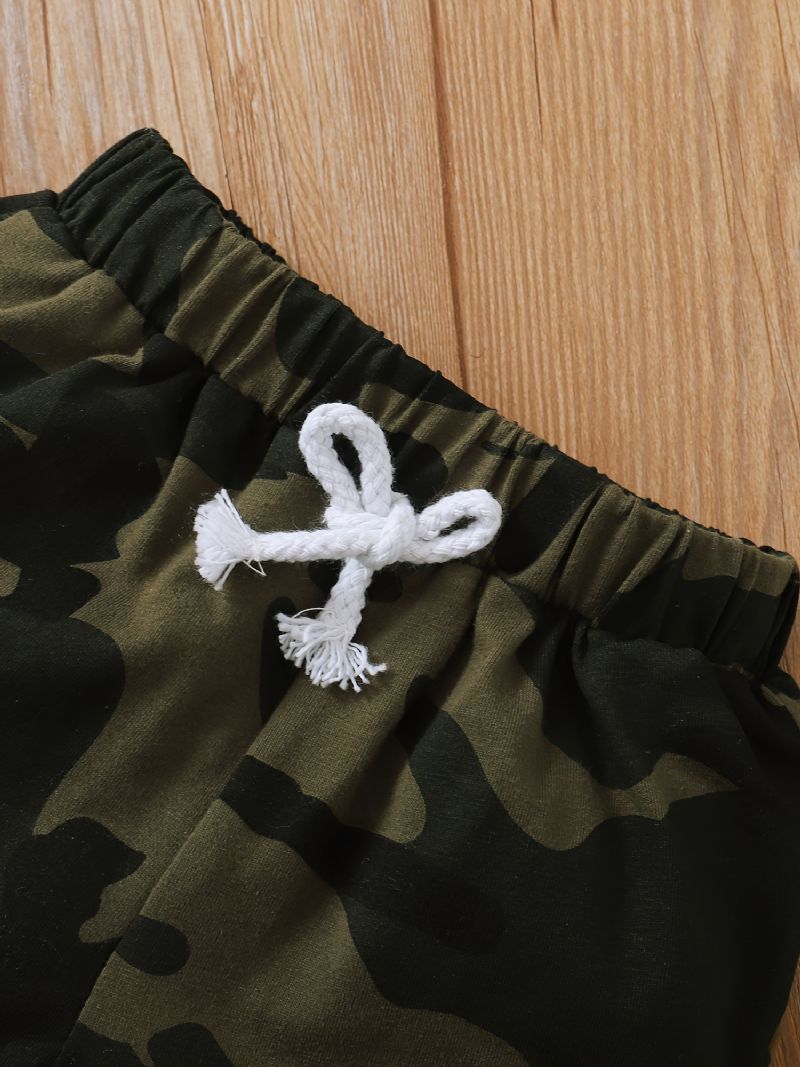 Småbørn Baby Drenge Outfits Langærmede Rundhals Camo Alfabet Print Skjorte & Jogger Bukser Med Snøre