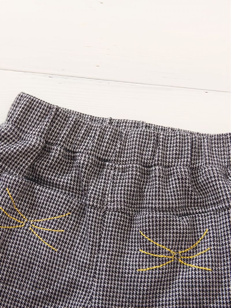 Småbørn Piger Bukser Casual Gingham Solid Elastic Talje