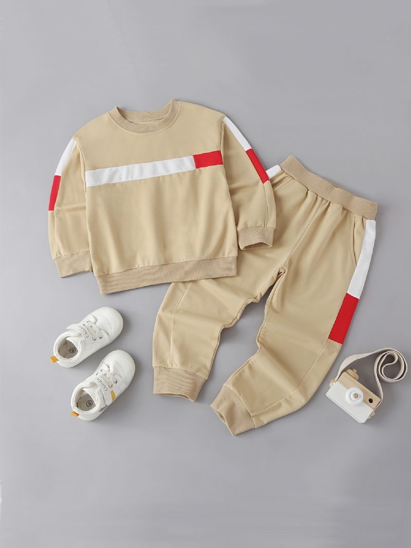 Splejsningstrøje Til Børn Med Rund Hals Og Langærmet Sweatshirt Og Bukser Drenge Piger Børnetøj