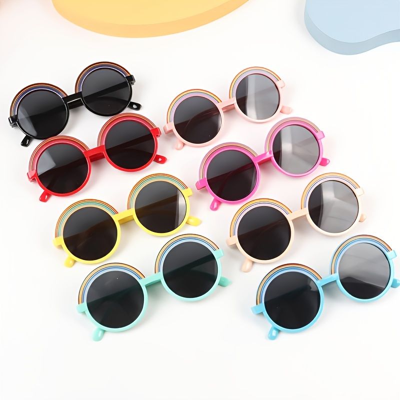 1 Stk Børns Runde Indrammede Regnbue Søde Solbriller Anti Ultraviolet Briller