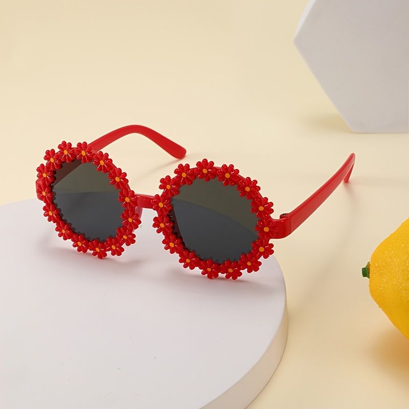 1 Stk Piger Søde Vintage Blomsterstel Solbriller Med Uv-beskyttelsesfunktion Til Udendørs Strand