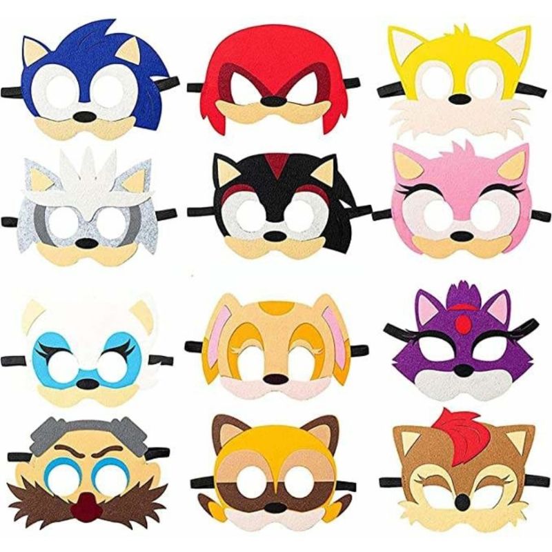 12 Stk/sæt Kreativ Filt Børn Makeup Masker Dyreøjenmasker Til Drenge Piger Tegnefilm Cosplay Fødselsdagsgaver