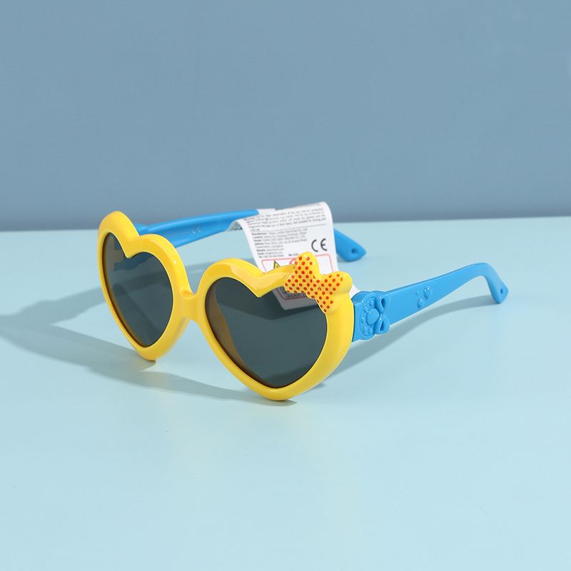 Børnepiger Solbriller Uv-beskyttelse Hjerteformet Sløjfedekor Solskærmsbriller