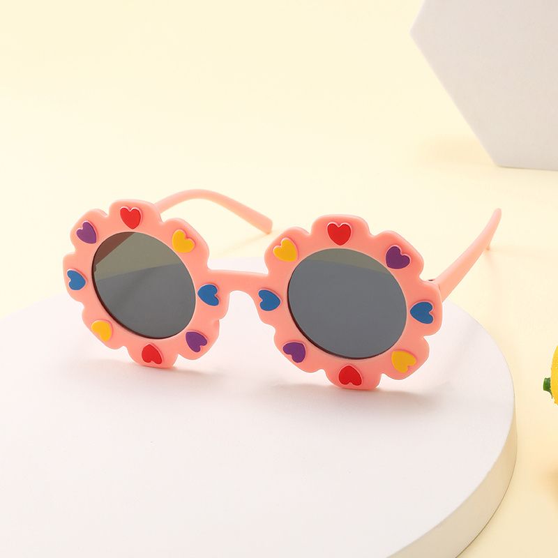 Børnesolbriller Blomsterblækbriller Udendørs Anti-uv Farverige Tegneseriehjertebriller