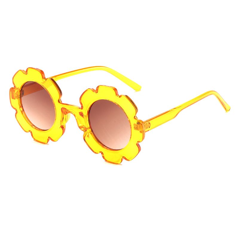 Søde Piger I Solsikkeformede Solbriller Uv-beskyttelse Dekorativt Tilbehør