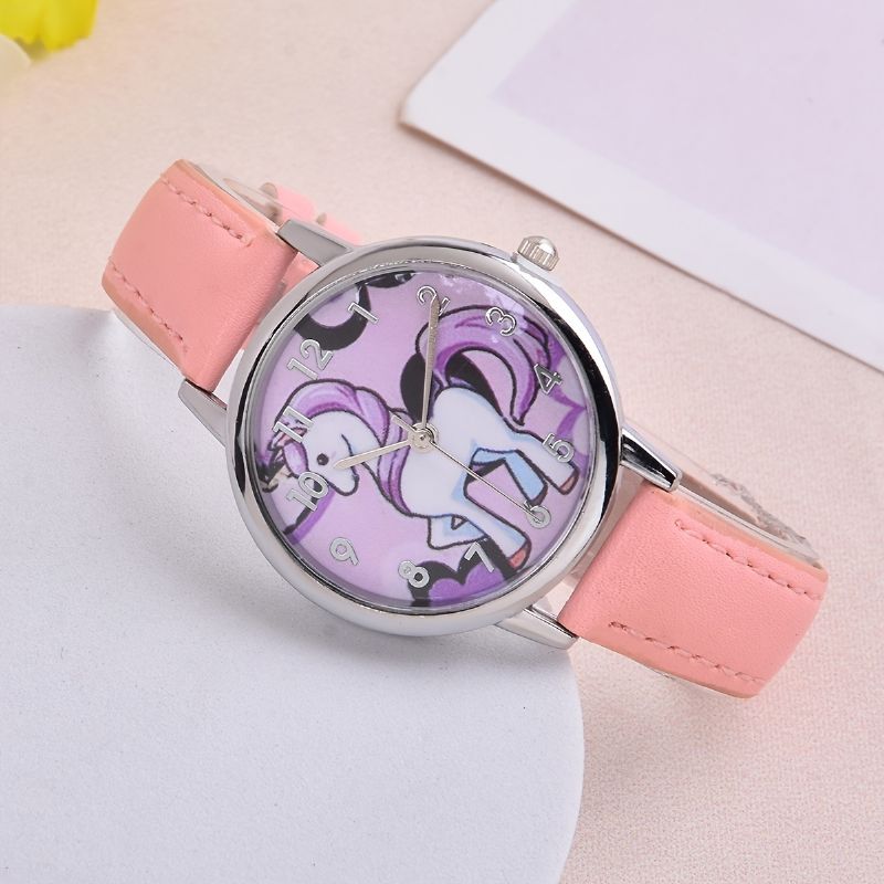 2 Stk Piger Unicorn Student Quartz Ur & Armbånd Sæt Børnegave