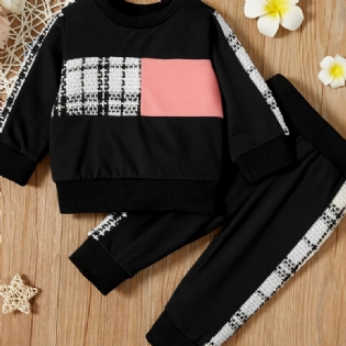 2 Stk Baby Pige Casual Rund Hals Sweatshirts Bukser Sæt