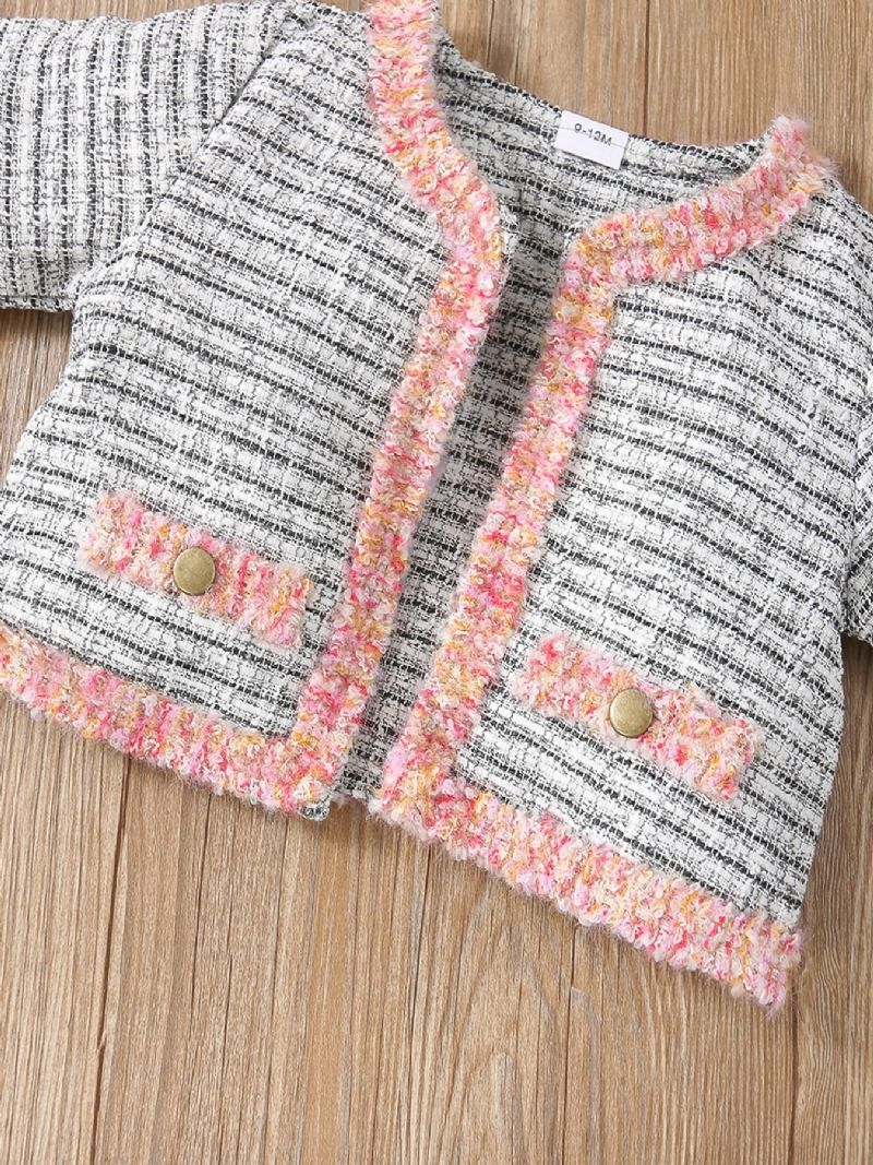 2 Stk Baby Pige Matchende Imiteret Blazer Jakke Nederdel Sæt