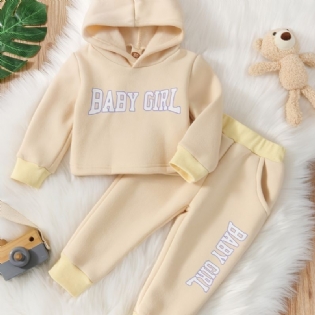 2 Stk Baby Piger Hættetrøje Brevtryk Langærmet Pullover Sweatshirt & Bukser Sæt