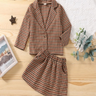 2 Stk Baby Piger Mode Casual Ensfarvet Plaid Sæt