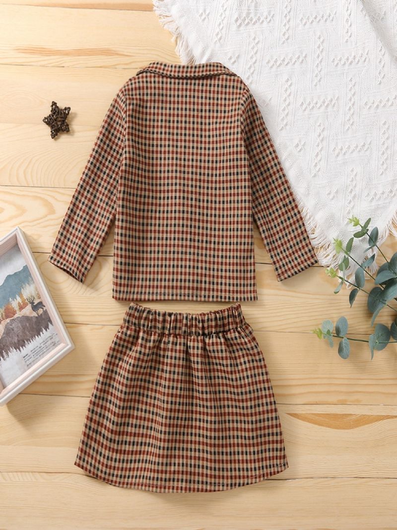 2 Stk Baby Piger Mode Casual Ensfarvet Plaid Sæt