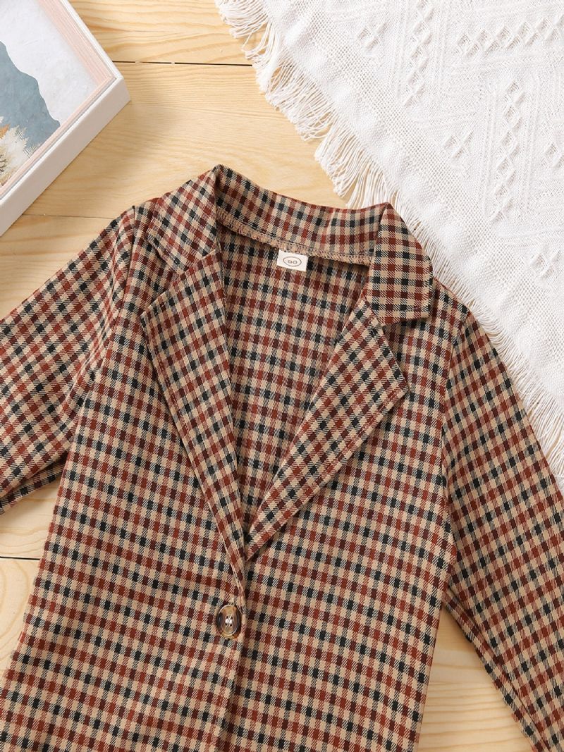 2 Stk Baby Piger Mode Casual Ensfarvet Plaid Sæt