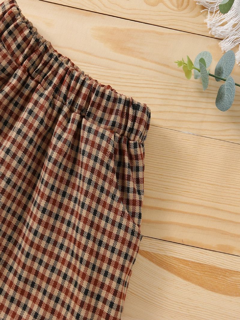 2 Stk Baby Piger Mode Casual Ensfarvet Plaid Sæt