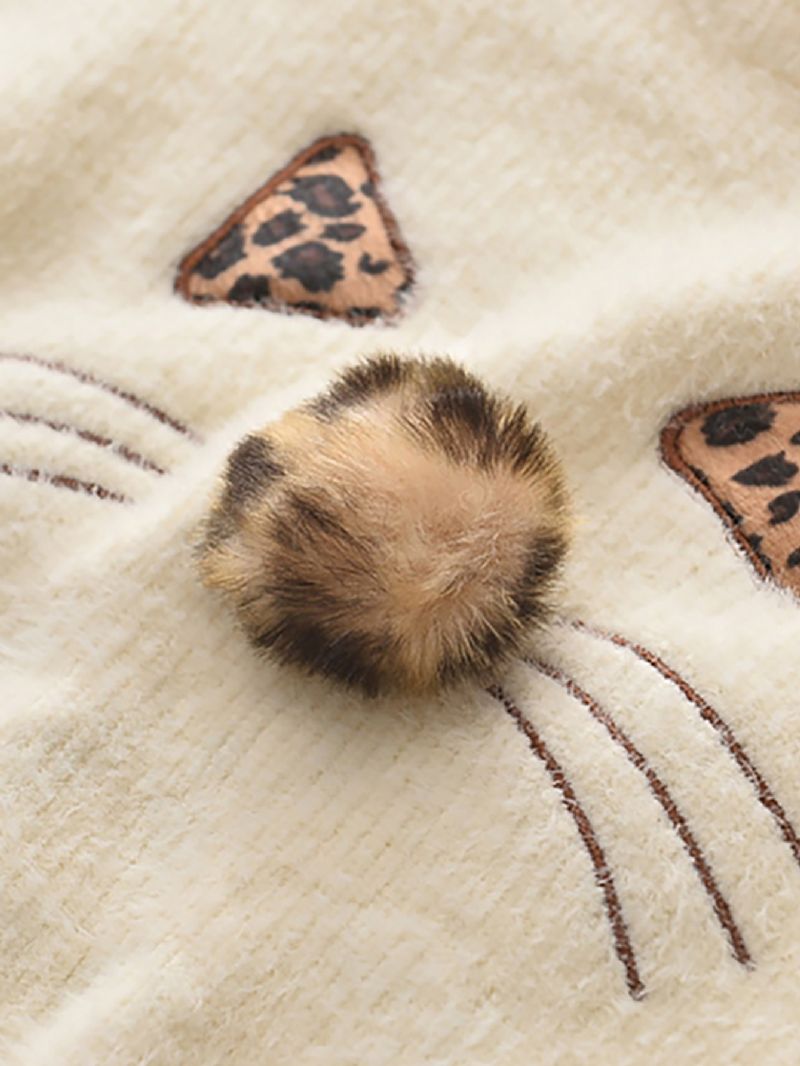 2 Stk Børne-nederdelsæt Efterår Vinter Børnedyremønster Mink Fleece Sweater Leopardprint Nederdelsæt