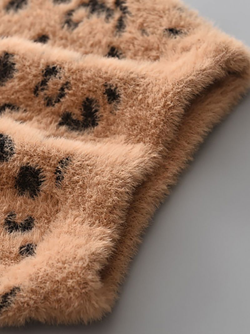 2 Stk Børne-nederdelsæt Efterår Vinter Børnedyremønster Mink Fleece Sweater Leopardprint Nederdelsæt