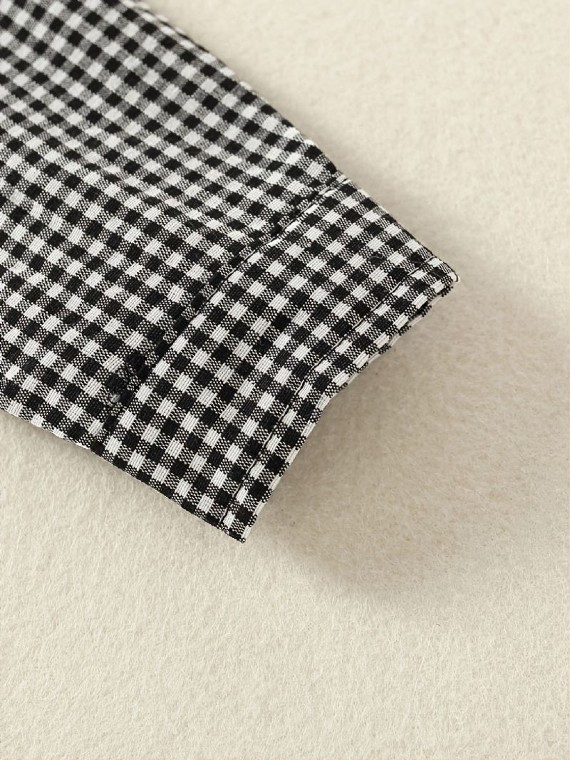 2 Stk Efterår Vinter Piger Casual Sort Plaid Skjorte + Gul Strikket Stribet Slanke Nederdel Sæt