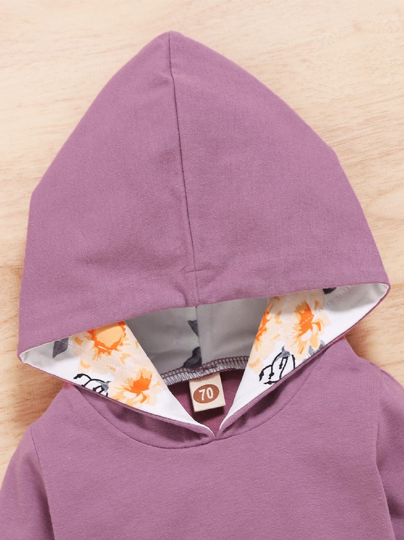 2 Stk Pige Blomster Hooded Pocket Langærmet Sweatshirt Sæt