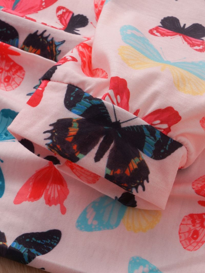 2 Stk Piger Casual Butterfly Print Langærmet Sæt