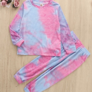 2 Stk Piger Casual Wear Tie Dye Print Langærmede Bukser Sæt