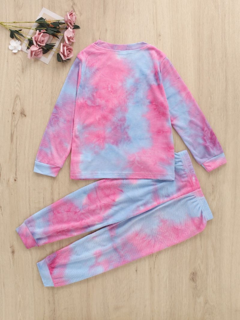 2 Stk Piger Casual Wear Tie Dye Print Langærmede Bukser Sæt