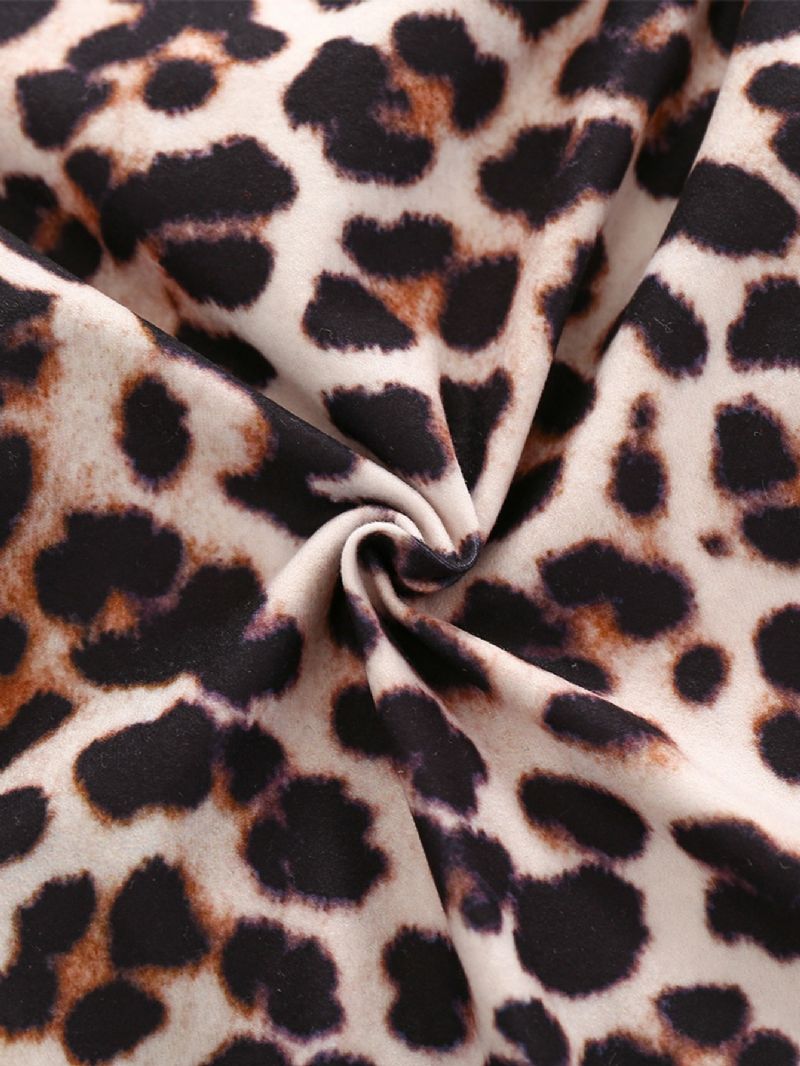 2 Stk Piger Jul Leopard Print Langærmet Top & Bukser Sæt