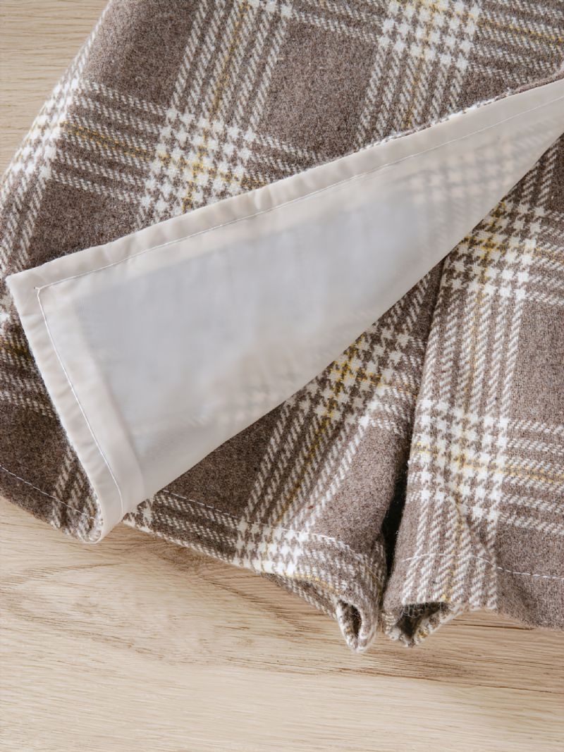 2 Stk Piger Langærmet Højhalset Top & Plaid Nederdel Sæt Børnetøj
