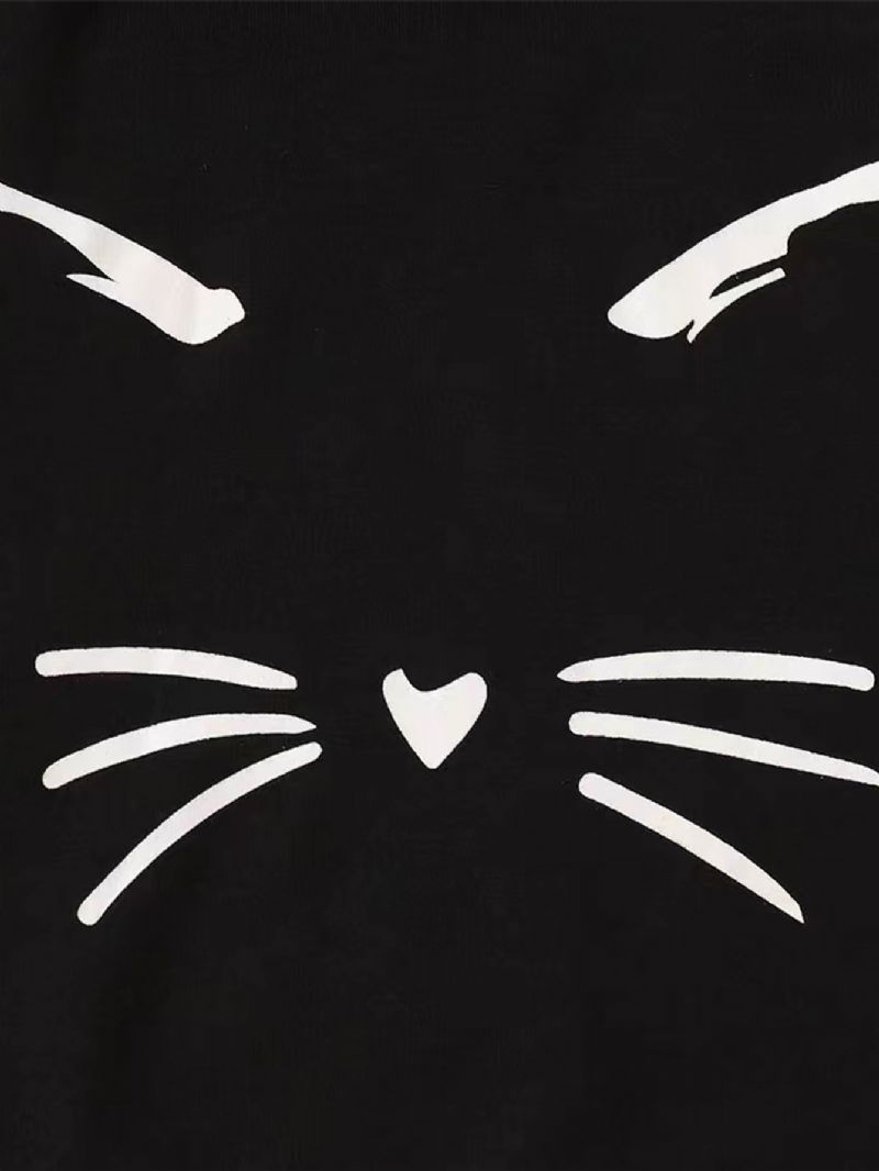 2 Stk. Piges Solid Cat Print Hættetrøje
