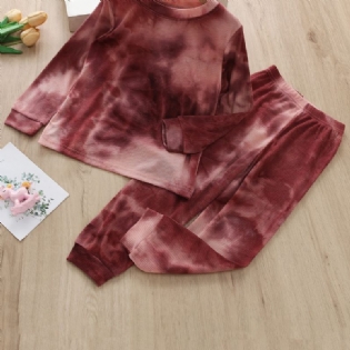 2 Stk. Toddler Piger Casual Dress Tie Dye Print Langærmede Bukser Sæt