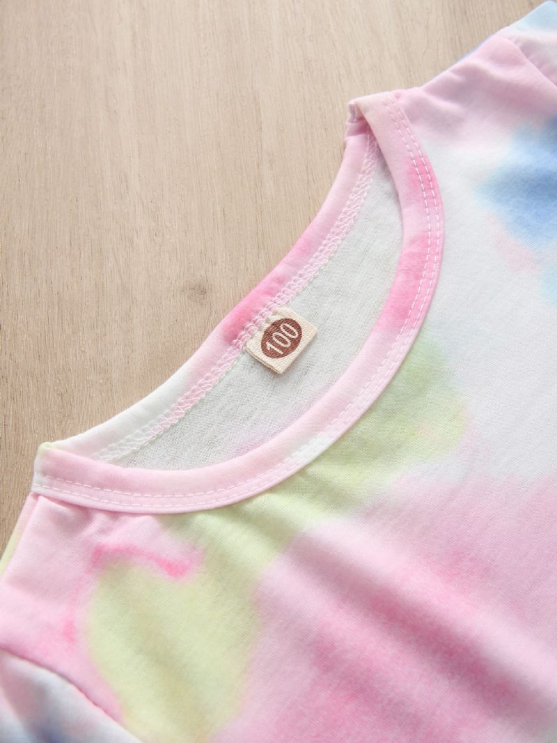 2 Stk. Toddler Piger Casual Pink Tie Dye Print Langærmede Bukser