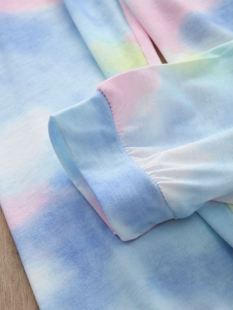 2 Stk. Toddler Piger Casual Pink Tie Dye Print Langærmede Bukser