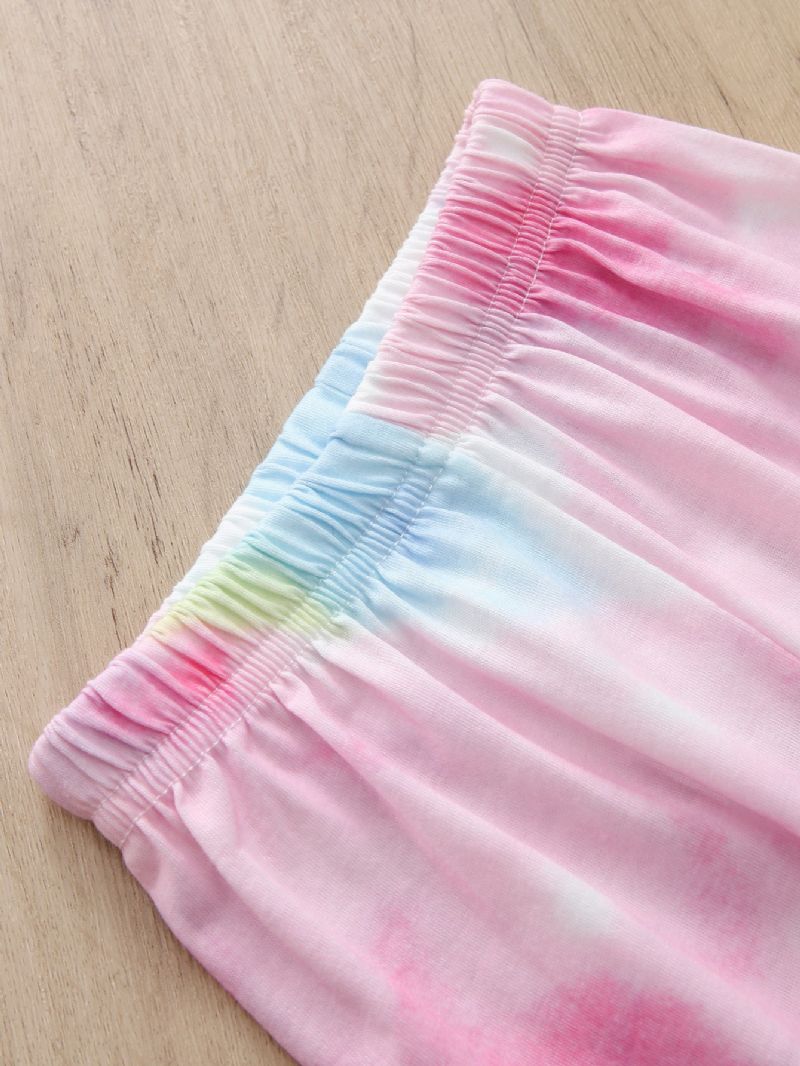 2 Stk. Toddler Piger Casual Pink Tie Dye Print Langærmede Bukser