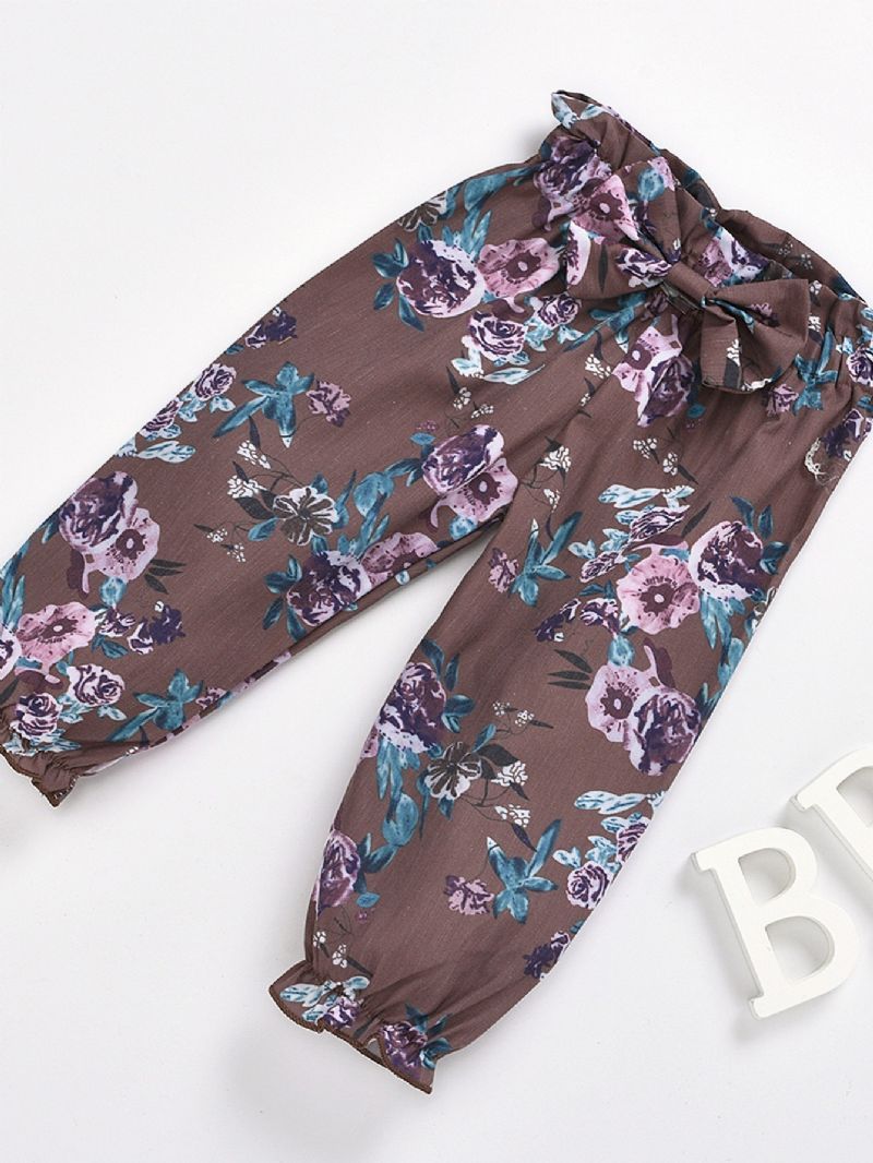 3 Stk Baby Pige Blonde Romper Blomster Print Lilla Jakkesæt