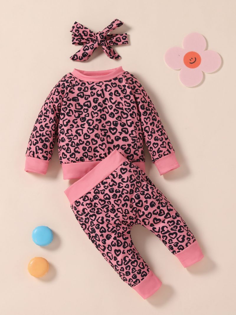 3 Stk Piger Love Print Pink Sæt