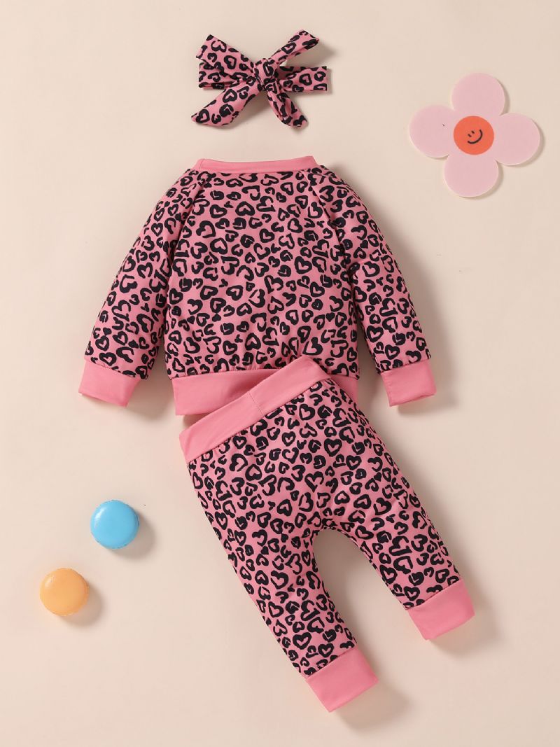 3 Stk Piger Love Print Pink Sæt