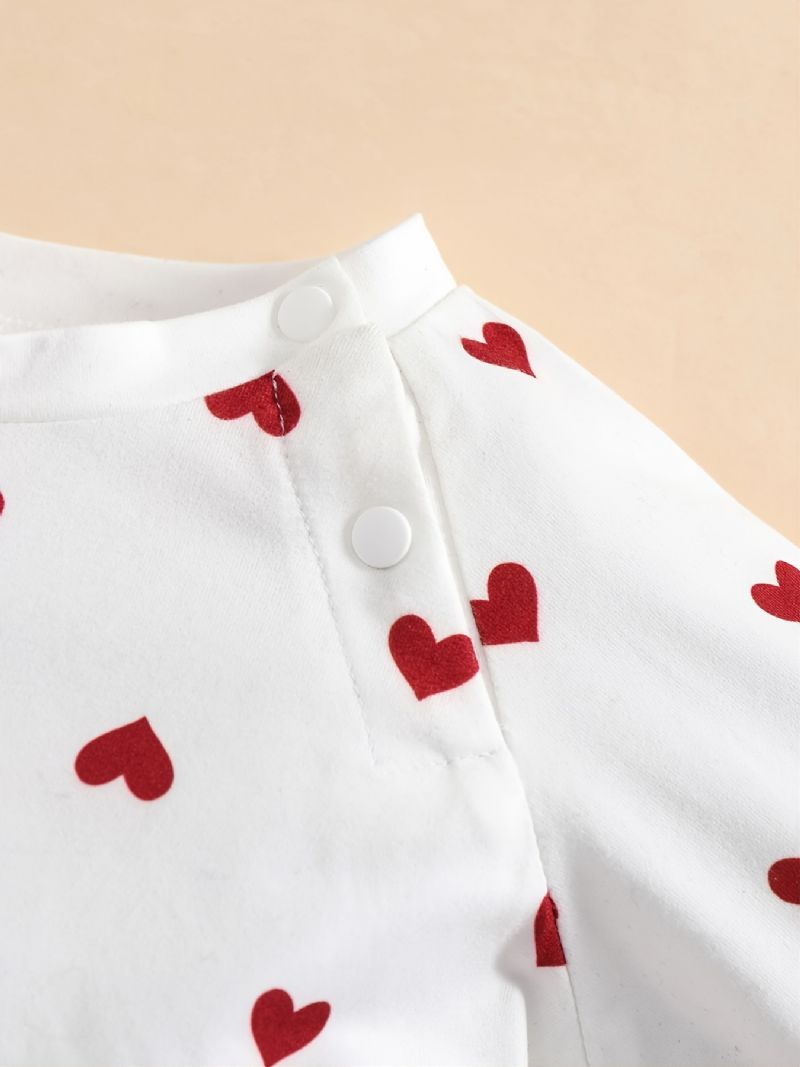 Baby Drenge Piger Hjerte Print Langærmede Sweatshirts Toppe & Bukser Sæt Undertøj Pyjamas Sæt
