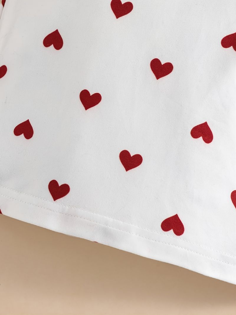 Baby Drenge Piger Hjerte Print Langærmede Sweatshirts Toppe & Bukser Sæt Undertøj Pyjamas Sæt